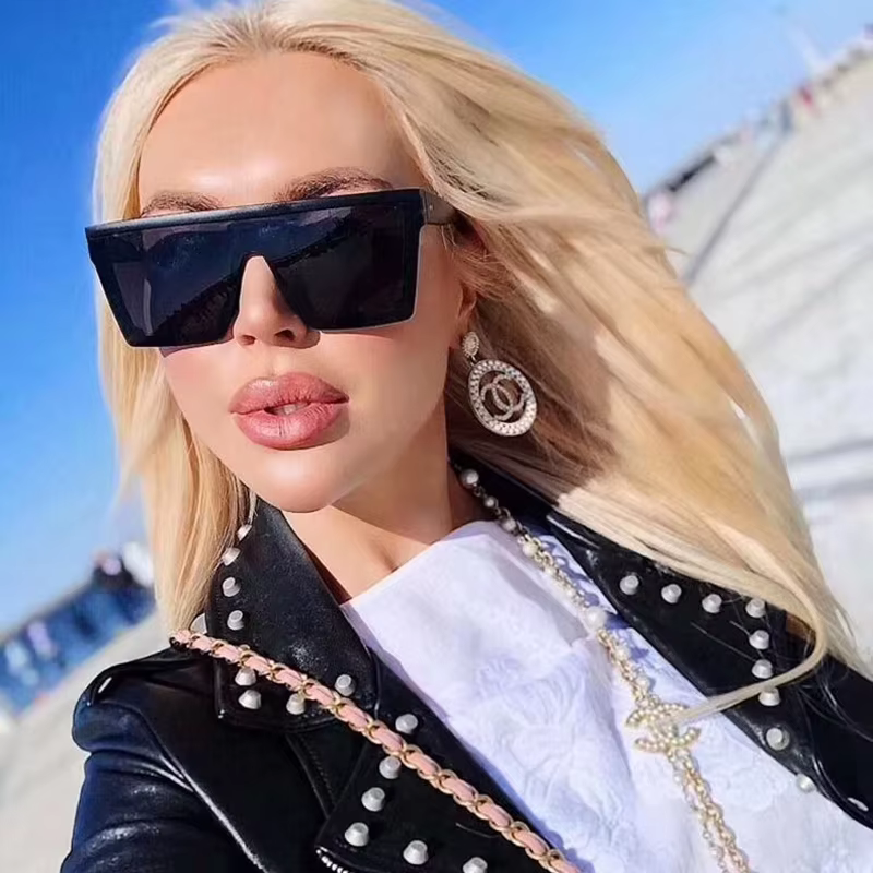 Lunettes De soleil carrées surdimensionnées noires De luxe pour femmes, mode Style Vintage, marque De styliste, grande monture Oculos De Sol