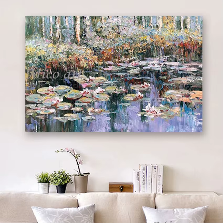 Peinture à l'huile moderne 100% peinte à la main de Monet Annie Flower, reproduction d'art mural sur toile, sans cadre