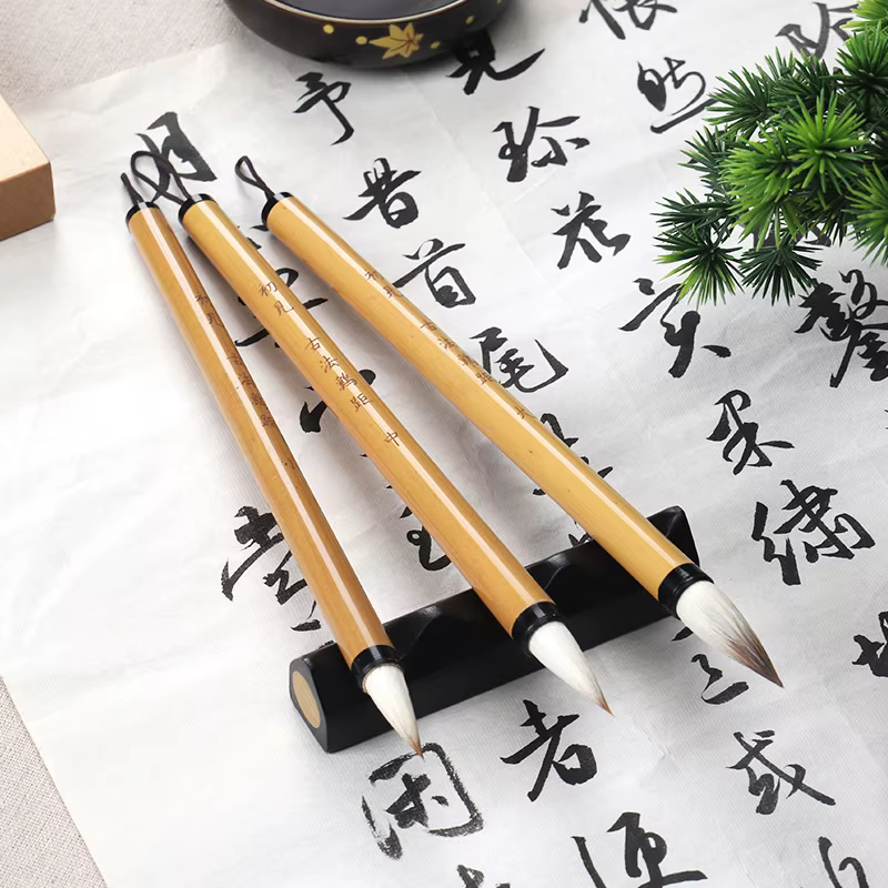 Ensemble de pinceaux de peinture pour calligraphie chinoise, 3 pièces, poils en laine, pour encre traditionnelle, aquarelle, fournitures d'art sombres