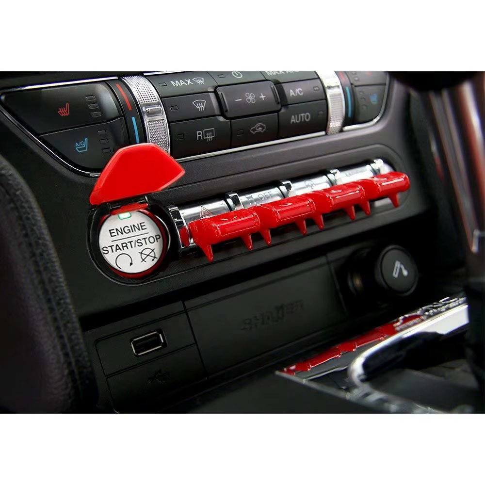 Couvercle de bouton de démarrage et d'arrêt de moteur de voiture, 5 pièces, pour Ford Mustang 2015 2106 2017, moulage d'intérieur de voiture