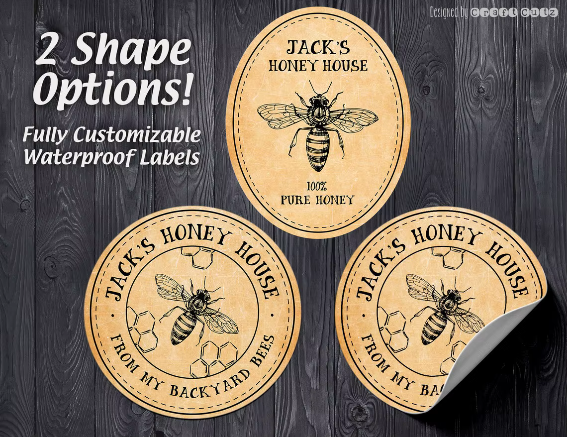 Étiquettes de cadeaux d'abeille à miel, autocollants de miel personnalisés, étiquettes de pot de miel, 100 pièces