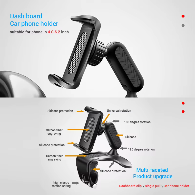 Support de téléphone portable Prada Board pour voiture, ABS, pare-soleil, rétroviseur automatique, support de téléphone, rotation à 360 degrés, accessoires résistants