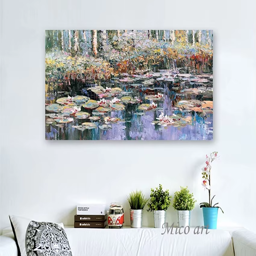 Peinture à l'huile moderne 100% peinte à la main de Monet Annie Flower, reproduction d'art mural sur toile, sans cadre