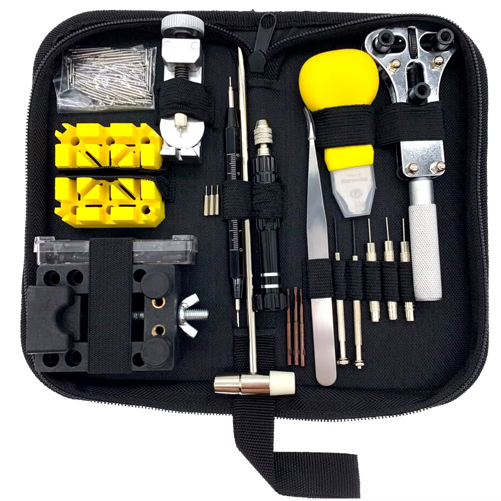 Kit d'outils de réparation de montre, dissolvant de goupilles de liaison, outils de montre professionnels, kit d'outils de réparation d'horloge, sac, 148 pièces/ensemble