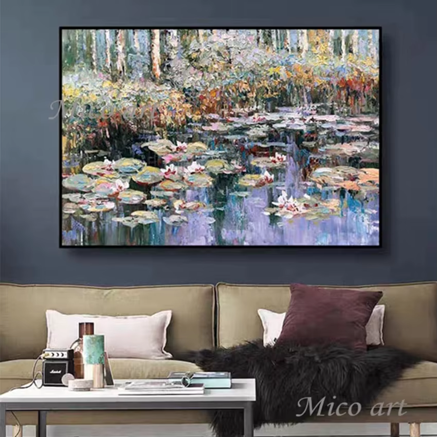 Peinture à l'huile moderne 100% peinte à la main de Monet Annie Flower, reproduction d'art mural sur toile, sans cadre