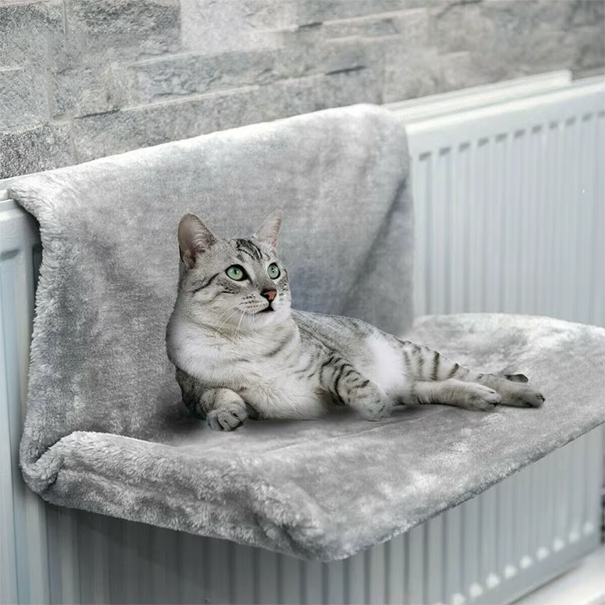 Lit suspendu pour chat, hamac amovible pour chat, lits pour animaux de compagnie, banc de radiateur, nid de chaton avec cadre en métal solide et Durable, accessoires pour chat