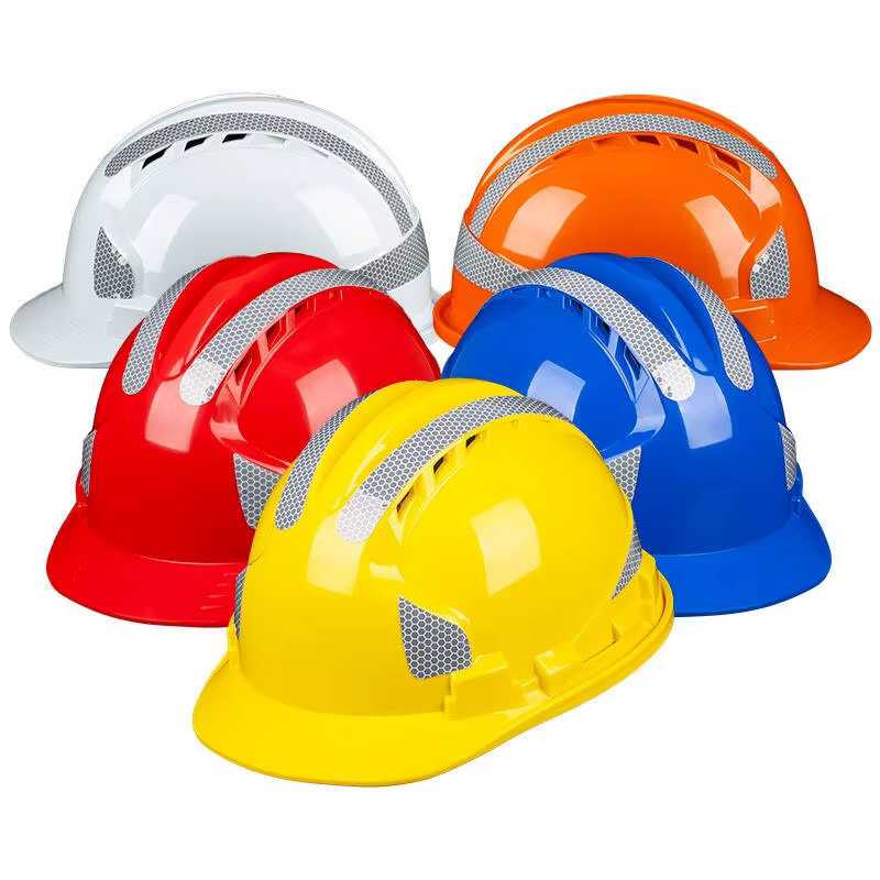 Casque de coulée à trois nervures, casque de protection, chapeau de protection, chapeau de construction en ABS, impression gratuite, logo, cinq couleurs, en stock