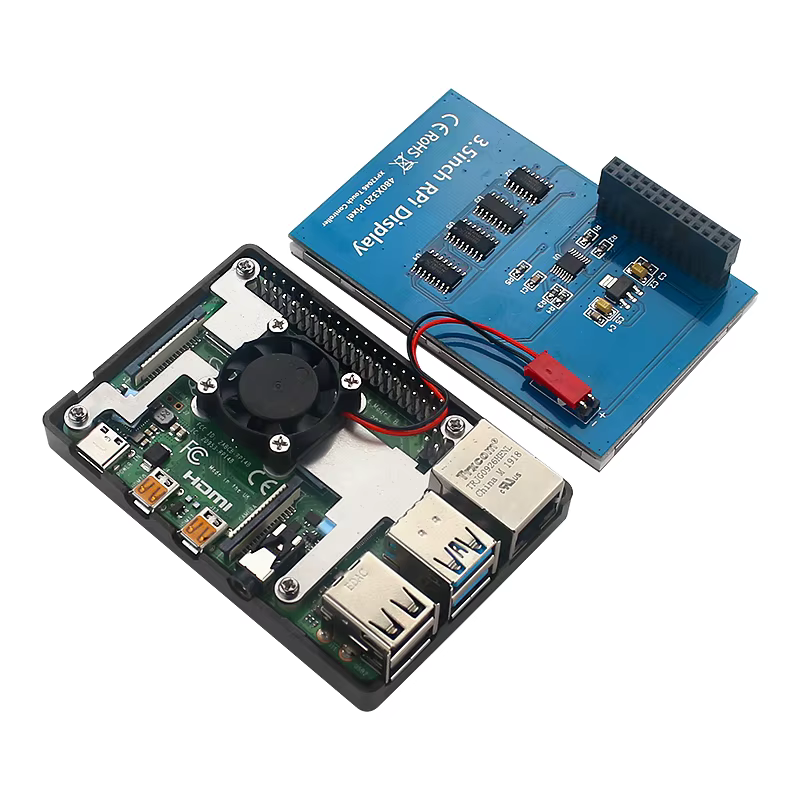 Écran tactile LCD 5 50 FPS 3.5x320 éventuelles I 480 pouces Raspberry Pi 4, avec boîtier ABS et ventilateur de refroidissement, modèle B/3B +/3B