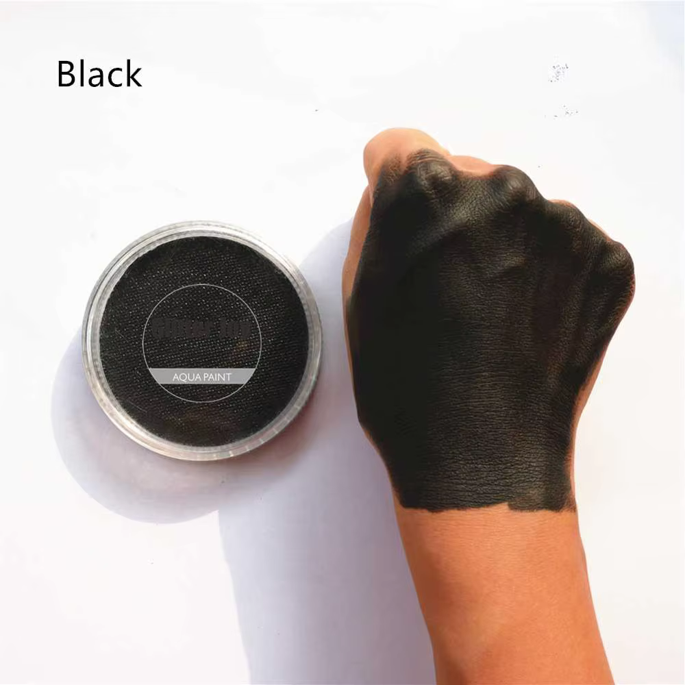 Pigment de peinture corporelle pour le visage noir pur à base d'eau, 30 g/pièce, outil de maquillage de beauté pour déguisement de fête d'halloween