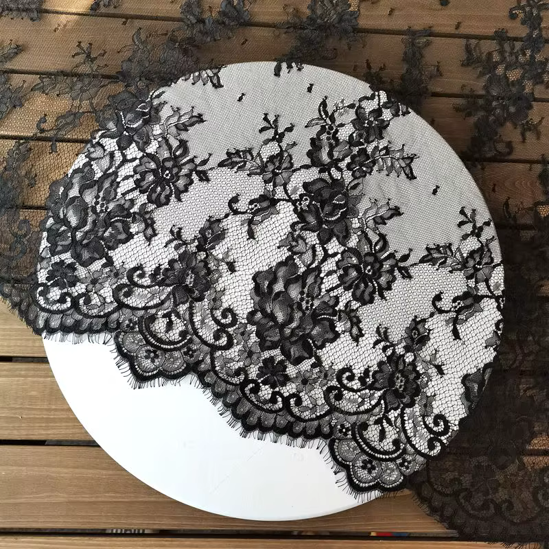 Tissu français en dentelle Chantilly, 150x300cm par pièce, cils en dentelle, blanc cassé, pour robe de dame, nouveau prix d'usine, 2022