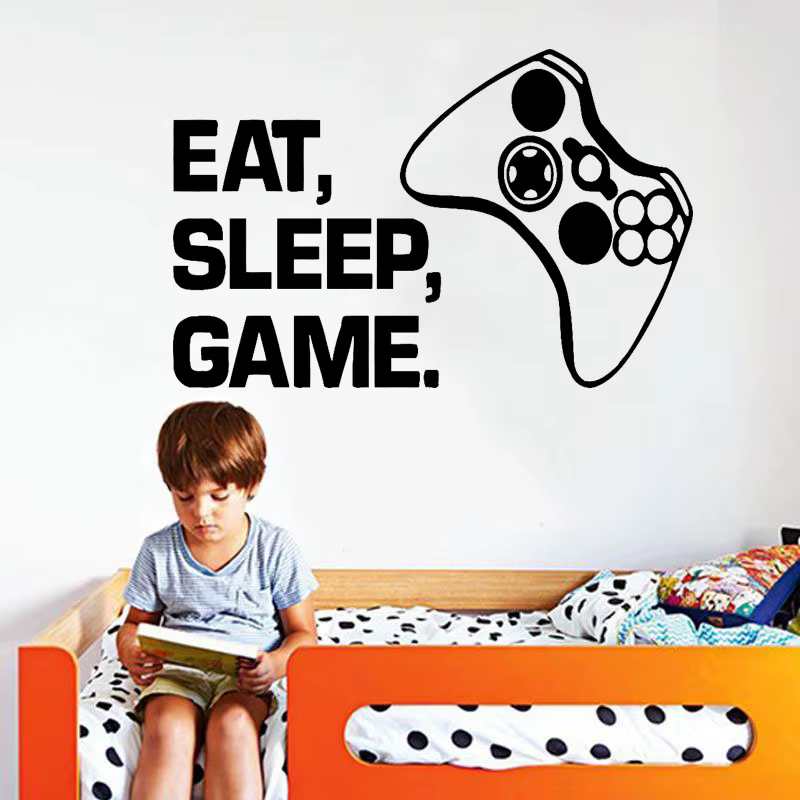 Sculpté Gamer autocollant Mural vinyle Mural papier peint pour enfants garçons chambre décoration Stickers Ps4 jeu affiche décor porte autocollants