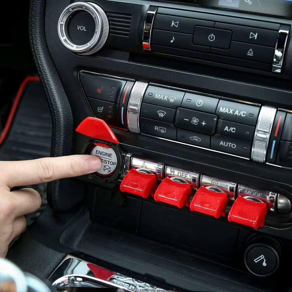 Couvercle de bouton de démarrage et d'arrêt de moteur de voiture, 5 pièces, pour Ford Mustang 2015 2106 2017, moulage d'intérieur de voiture
