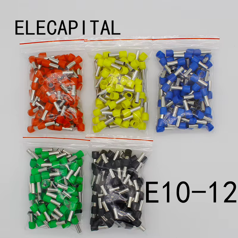 E10-12 Tube isolant bornes isolées 10MM2 connecteur de fil de câble 100 pièces/paquet connecteur de borne à sertir isolante e-