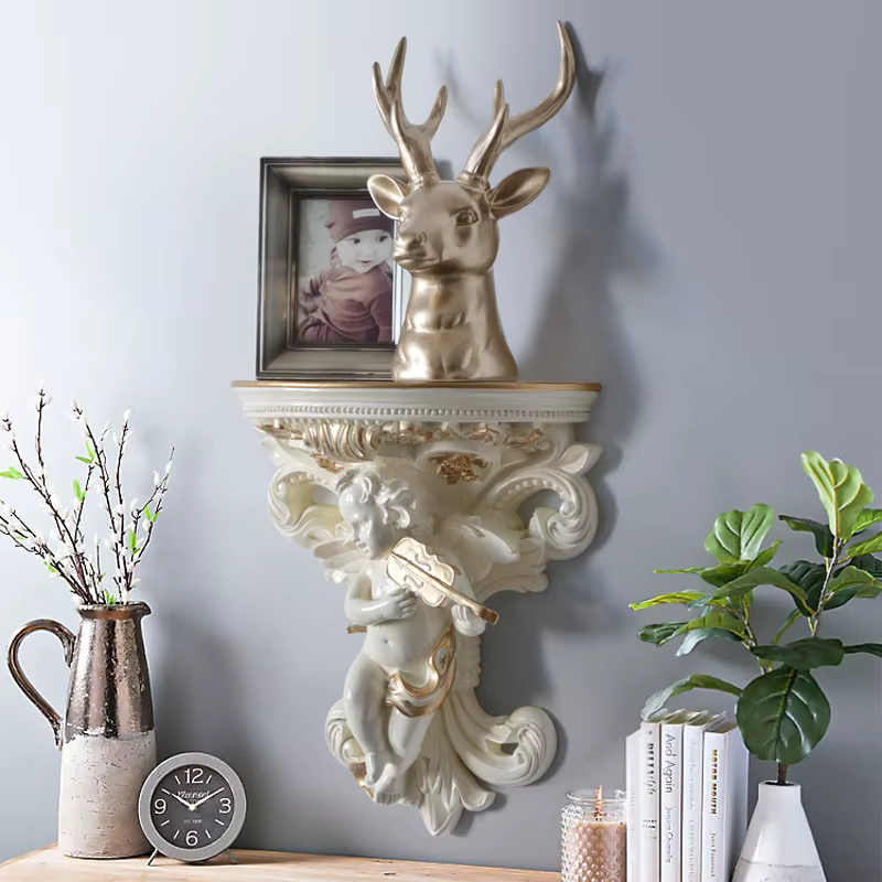 Étagères murales créatives en résine pour la décoration de la maison, support de rangement pour la maison, étagère vintage, bleu et blanc, décor à la maison
