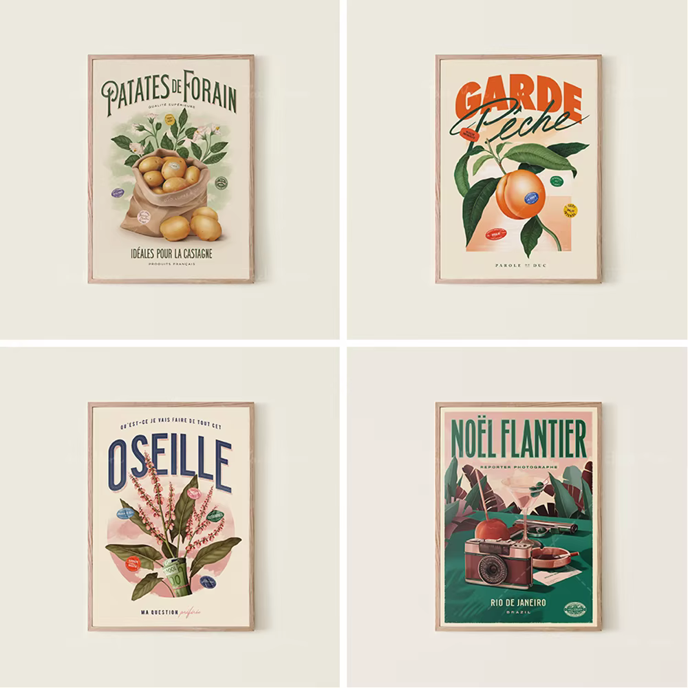 Oseille - Affiche, Garde la pêche - Affiche, Patates de forain - Affiche