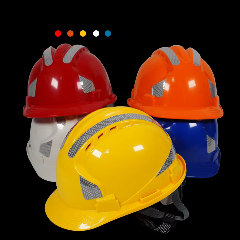 Casque de coulée à trois nervures, casque de protection, chapeau de protection, chapeau de construction en ABS, impression gratuite, logo, cinq couleurs, en stock