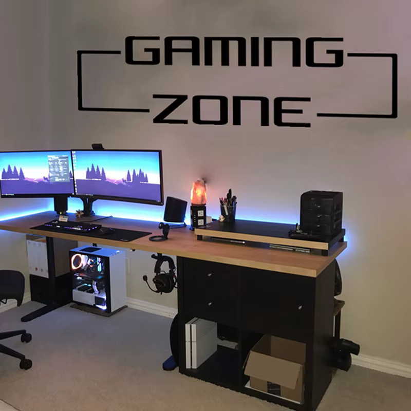Grand autocollant mural Gaming Zone, salle de jeux, chambre d'enfant, jeu vidéo, citation, décalcomanie, chambre à coucher, vinyle, décoration d'intérieur