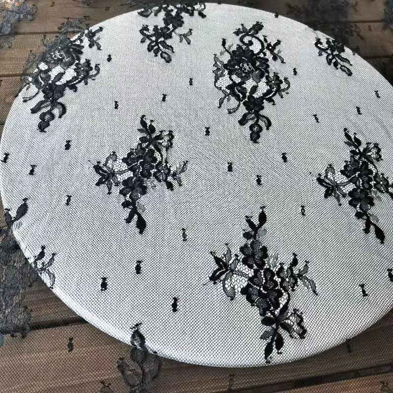 Tissu français en dentelle Chantilly, 150x300cm par pièce, cils en dentelle, blanc cassé, pour robe de dame, nouveau prix d'usine, 2022