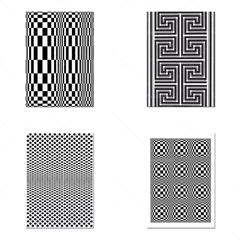 Art d'illusion d'optique: impressions géométriques abstraites en noir et blanc, impressions d'art contemporain, peintures murales scandinaves modernes, geo moderne