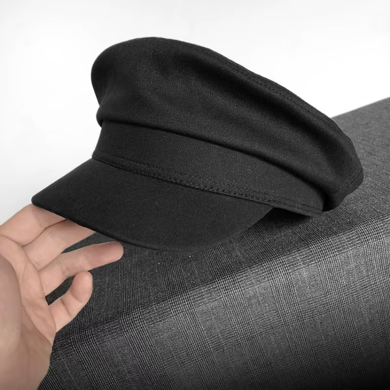 Chapeaux Militaires Grande Taille 62cm pour Hommes, Chapeaux de Soleil en Coton pour l'Été, Casquettes de Cadet Anti-UV, Casquettes Plates Rétro Rouge Armée pour Femmes, Bérets de Marine