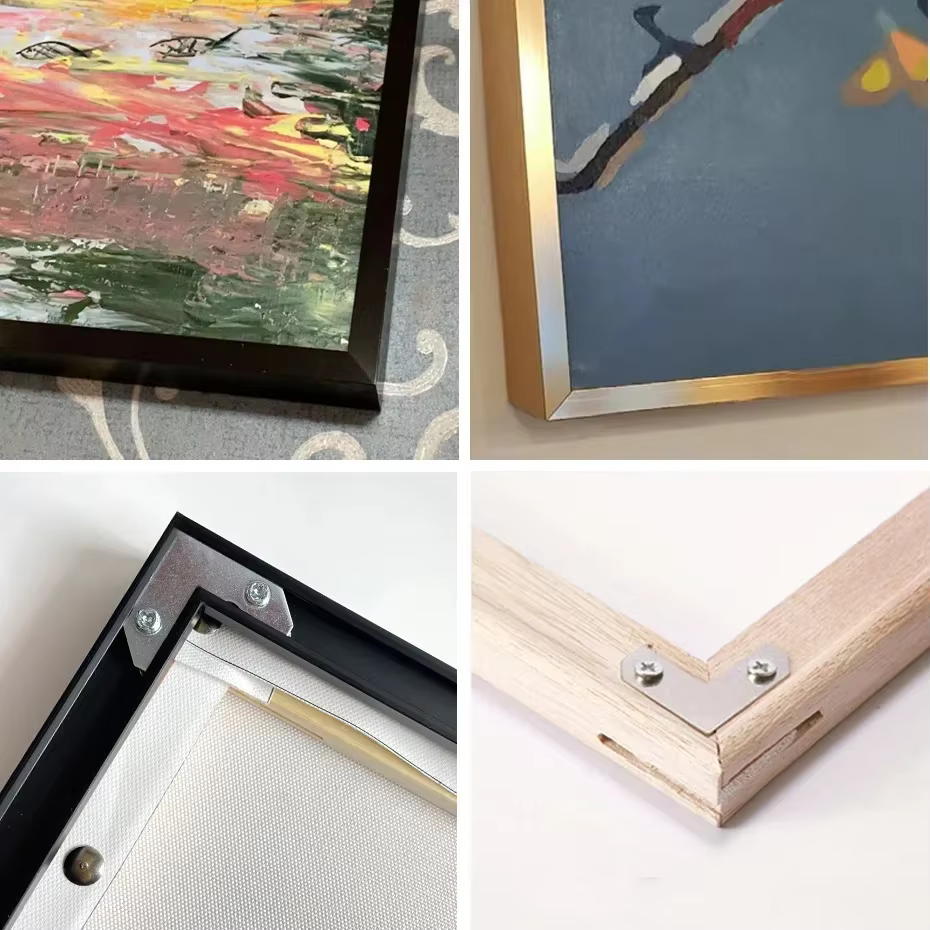 Cadres en aluminium en métal personnalisés pour la décoration intérieure, noir et doré, toile, peinture à l'huile, peinture au diamant, œuvre d'art, affiches d'art mural, bricolage
