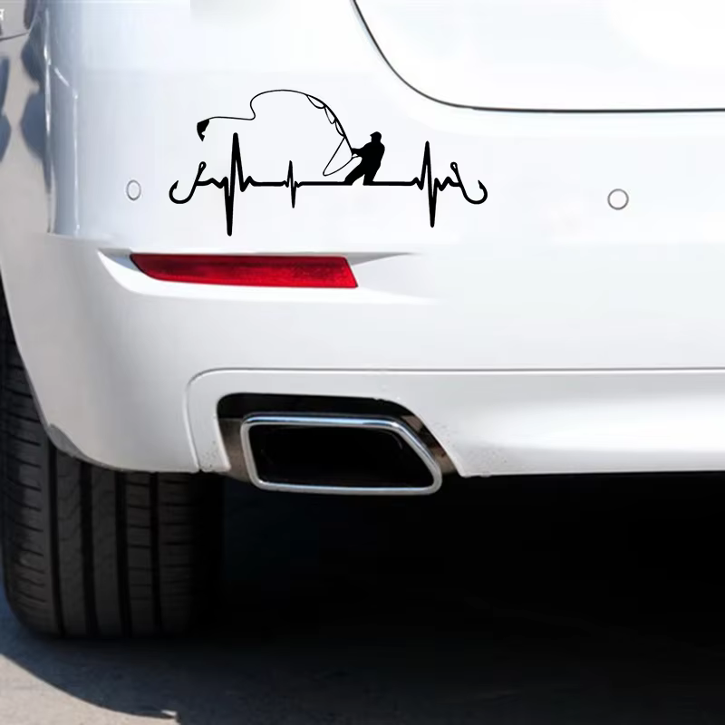 Autocollant de voiture 3D battement de coeur pêche voiture style drôle autocollant décoratif drôle décalcomanie moto voiture style 16.7CM * 7.7CM