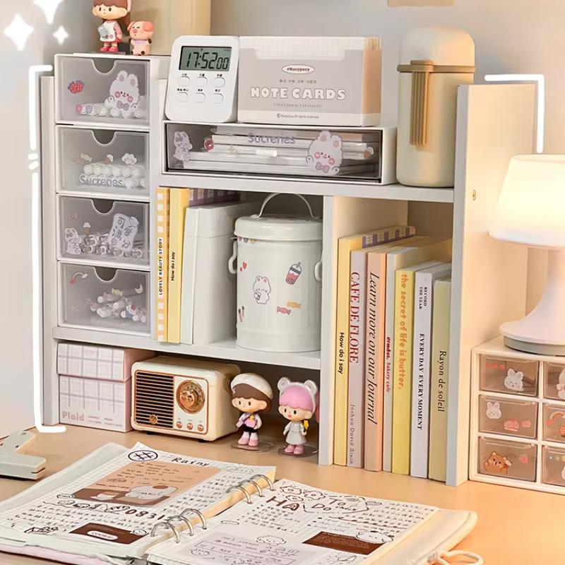 Ins Kawaii – étagère de rangement de bureau, support de bureau, bricolage, organisateur de bureau, armoire combinée pour étudiants, présentoir de rangement