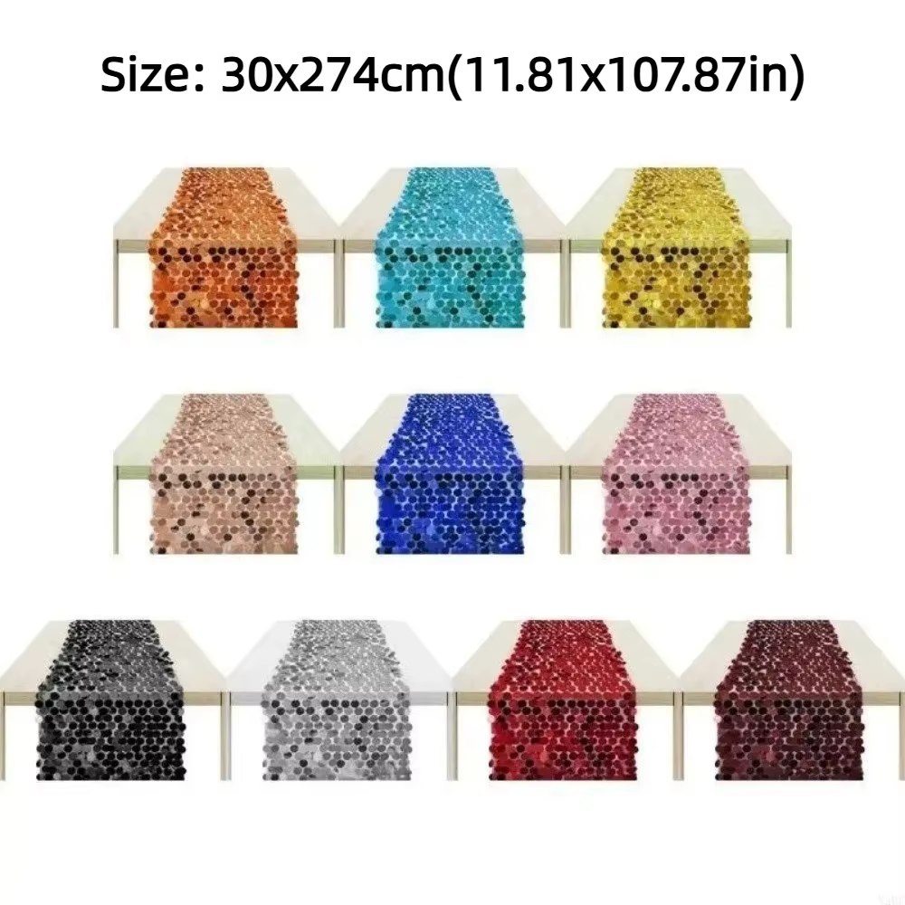 Chemin de table à paillettes effet écailles de poisson, couverture de table scintillante élégante, nappe longue luxueuse à sequins pour cuisine et salle à manger