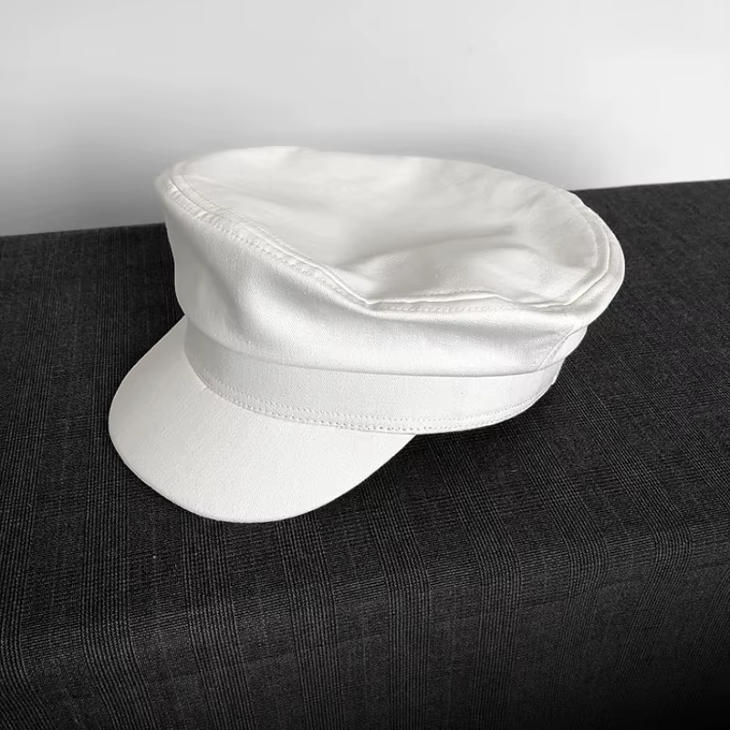Chapeaux Militaires Grande Taille 62cm pour Hommes, Chapeaux de Soleil en Coton pour l'Été, Casquettes de Cadet Anti-UV, Casquettes Plates Rétro Rouge Armée pour Femmes, Bérets de Marine