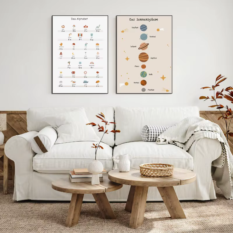 Affiche de la série éducative Alphabet, toile imprimée, images de maison pour salon, chambre d'enfant, décor moderne, peinture sans cadre