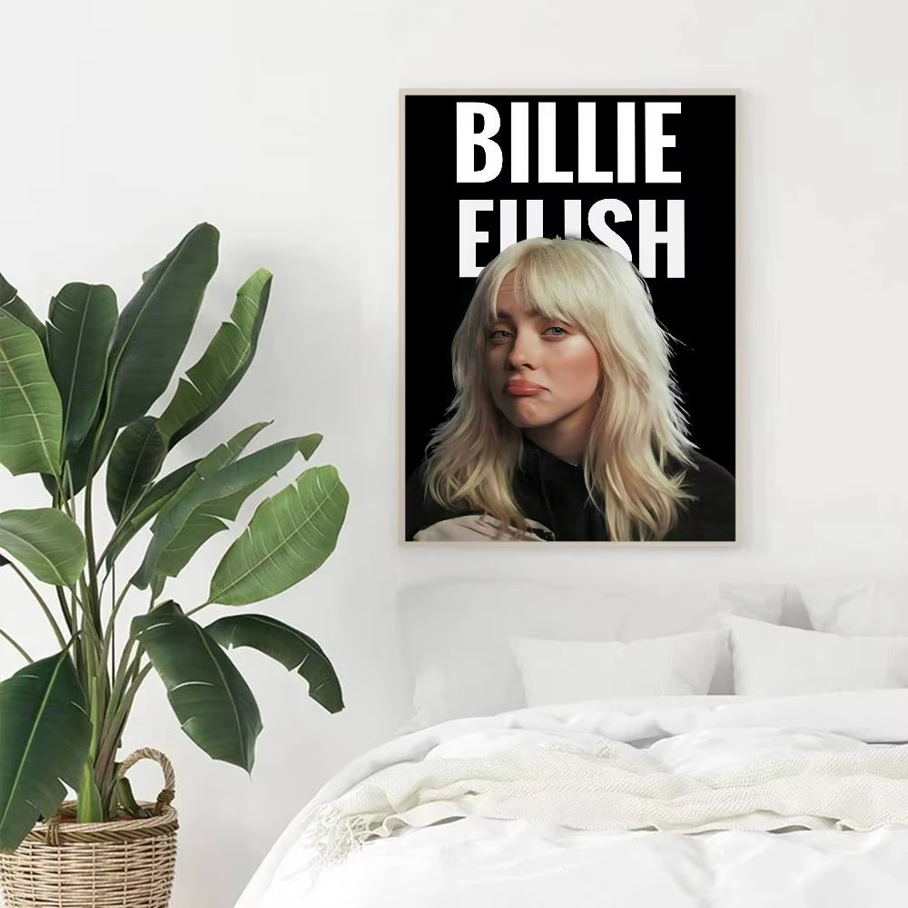 Affiche murale vintage de la chanteuse Billie Eilish, décoration artistique pour le bureau, le salon, décoration de maison unique, image décorative