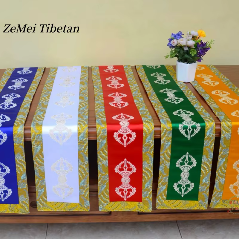 Tapis de décoration d'autel bouddhiste de style tibétain, nappe longue brodée à motif Vajra tissé à la main, article bouddhiste