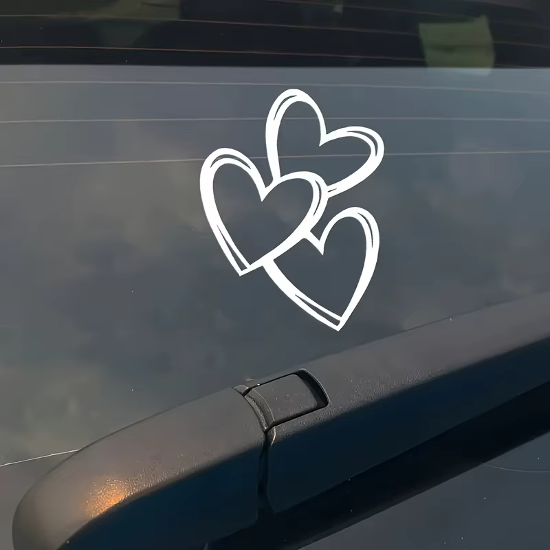1 autocollant en vinyle en forme de cœur entrelacé - Autocollant rose brillant sur le thème des dessins animés, accessoire de voiture en forme de cœur