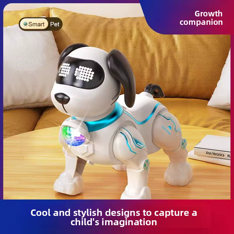 Chiot de simulation transfrontalier avec fonction de traction et de marche, jouet lumineux