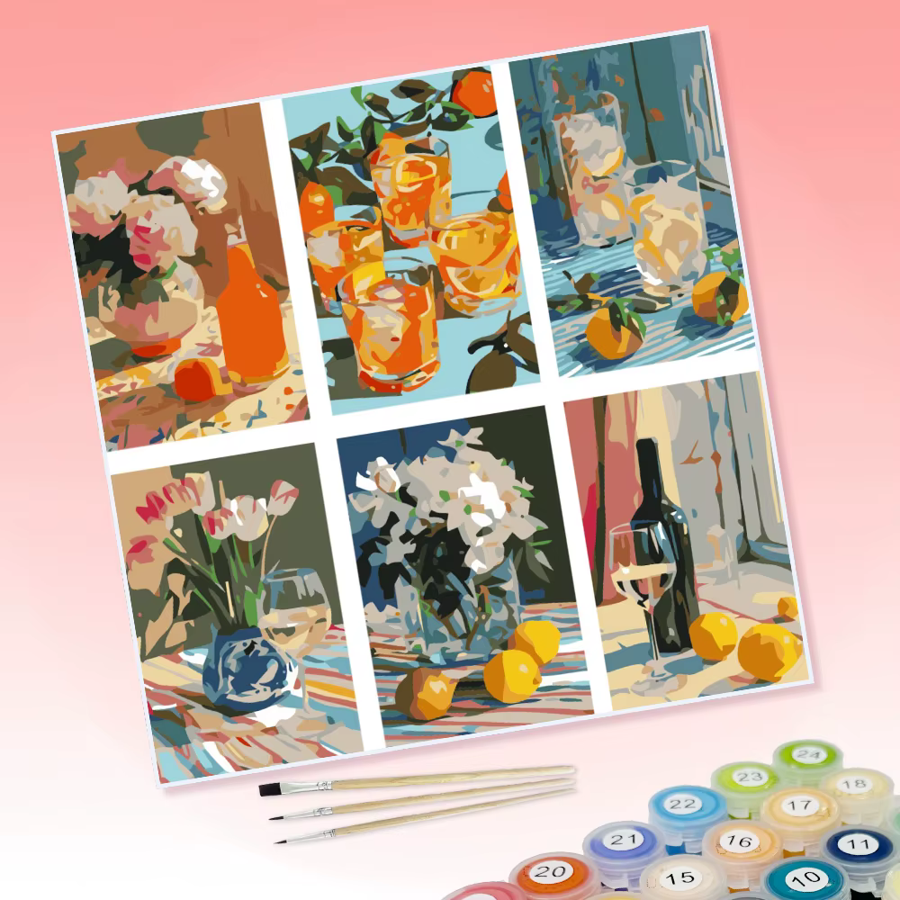 Toile de peinture numérique 15x20cm, nature morte aux fruits de printemps, cadeau d'anniversaire, avec images de peinture acrylique et coloration numérique.
