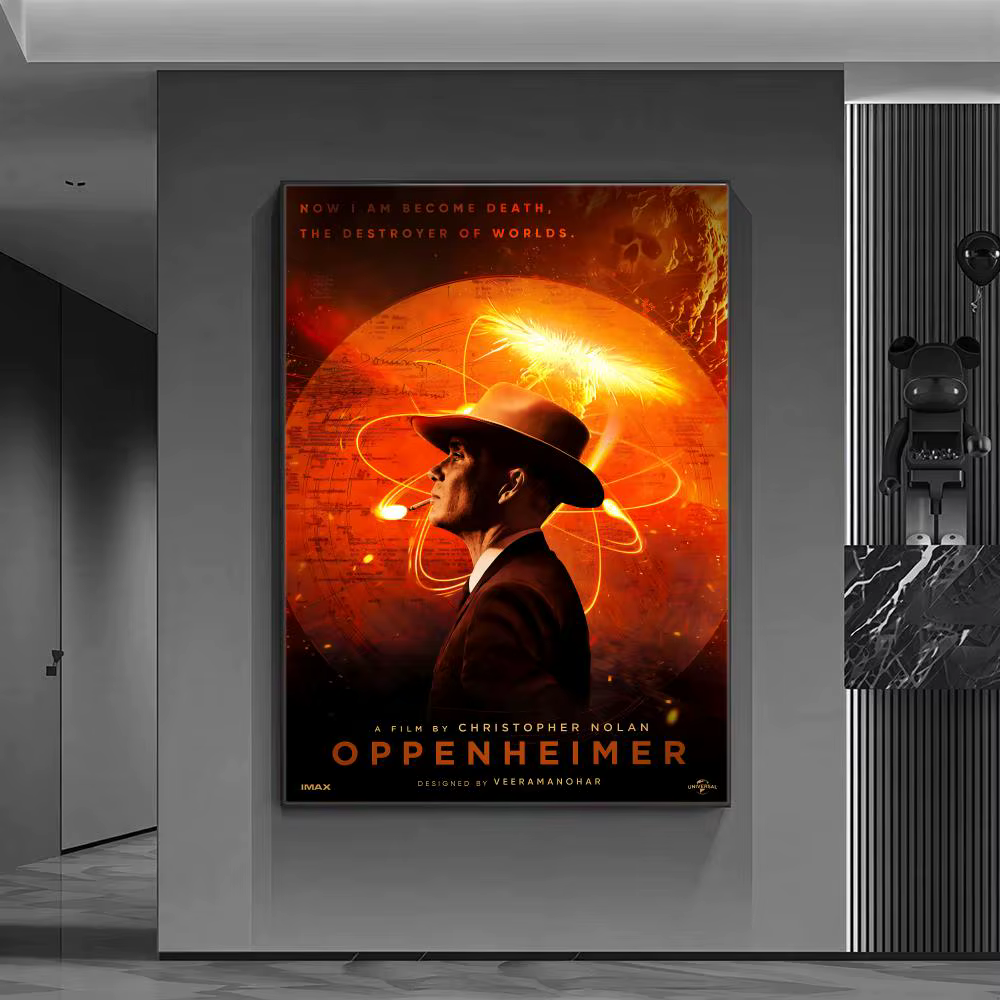 Affiche esthétique HD, impression d'art mural auto-adhésive, décoration moderne pour la maison, idée cadeau pour la décoration de la chambre Moive O-OPPENHEIMER