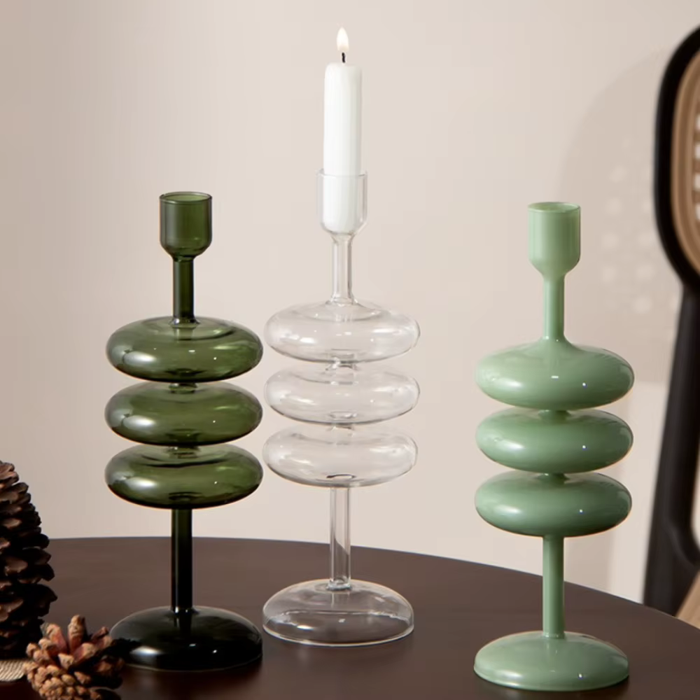 Photophore en verre coloré de style nordique pour centres de table de mariage, décoration moderne de salon, cadeau