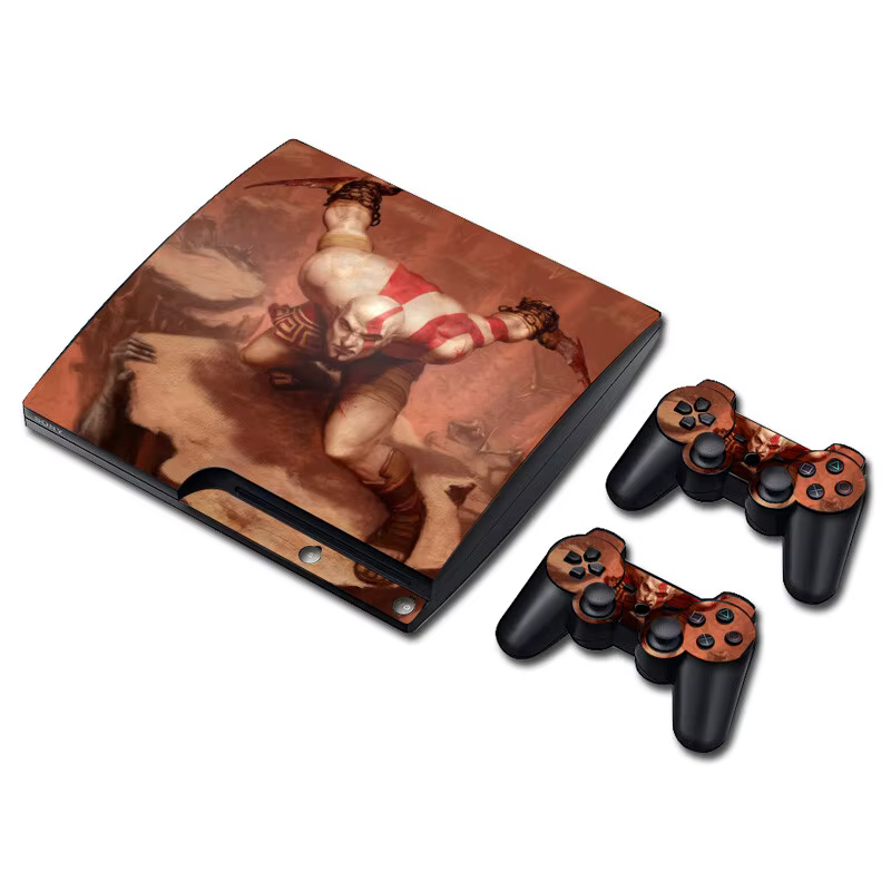 Autocollant de peau pour console et manettes PS3 Slim, motif God of War, en vinyle