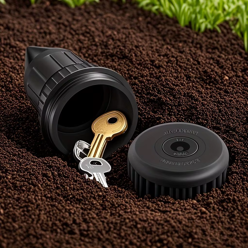 Cacher les clés de rechange arroseur de jardin coffre-fort caché compartiment de rangement cacher les clés anneau d'argent pour boîte à clés de rechange de jardin extérieur