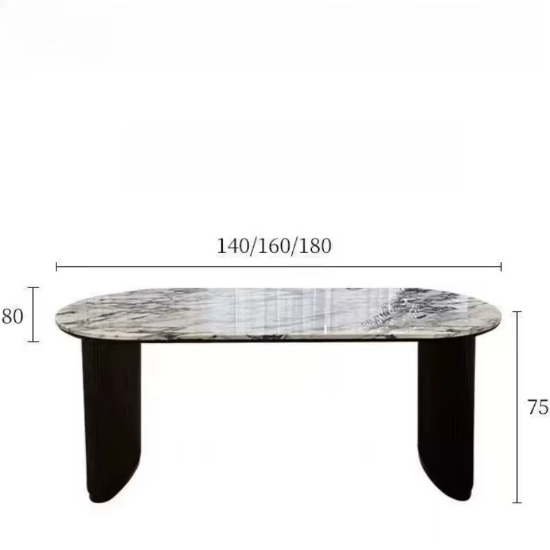 Table de salle à manger ovale en marbre, style vintage français, pour murs de cuisine, mobilier moderne Wabi Sabi