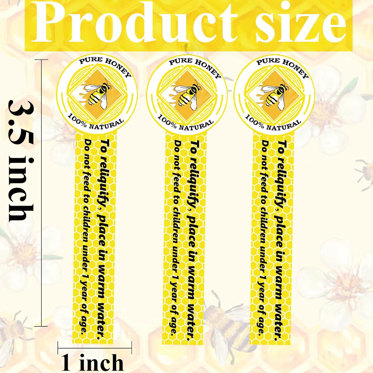 500 pièces autocollants de miel pur inviolable 1x3.5 pouces étiquettes de sceaux inviolables étiquette de miel pour pots de miel étiquettes de couvercle de bouteille