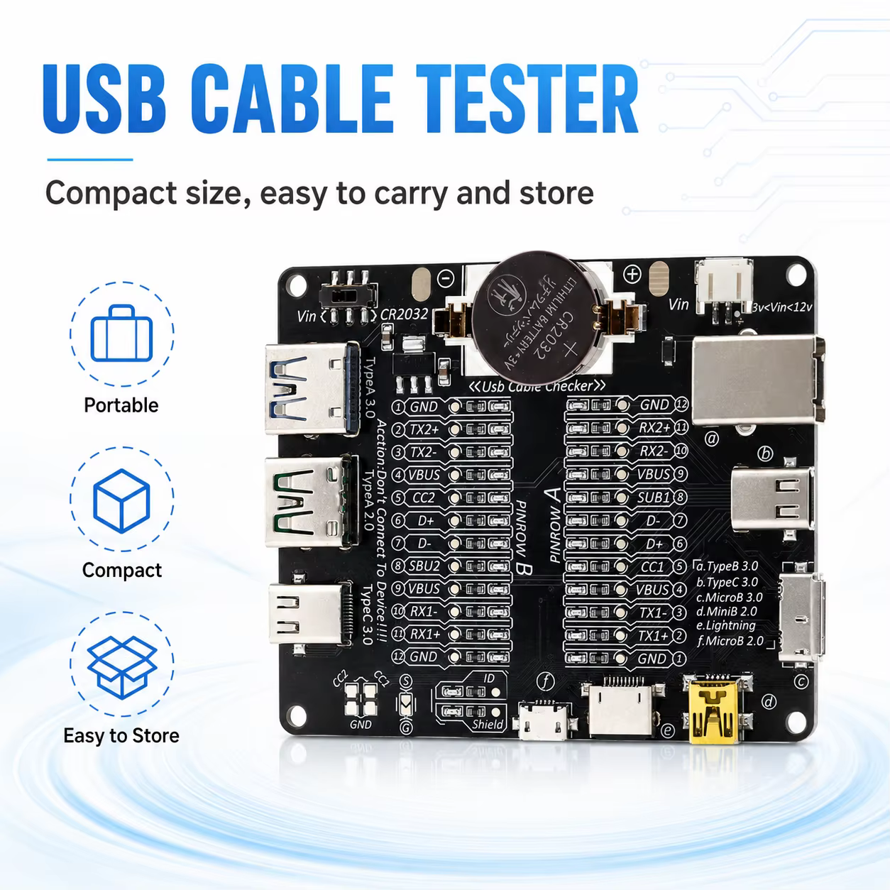 DT3 testeur de câble USB carte de détection de câble de données pour IOS Android Micro type-c court-C outil de carte de Test de commutation marche-arrêt