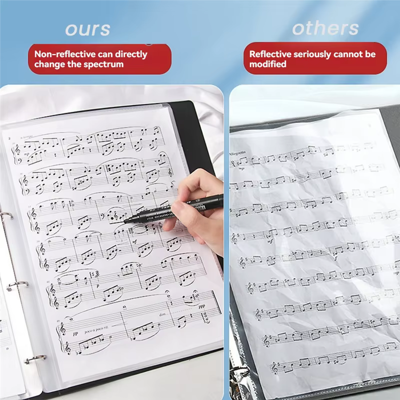 Dossier de partitions, accessoires de support de musique, support de partitions, dossier de chorale inscriptible et détachable