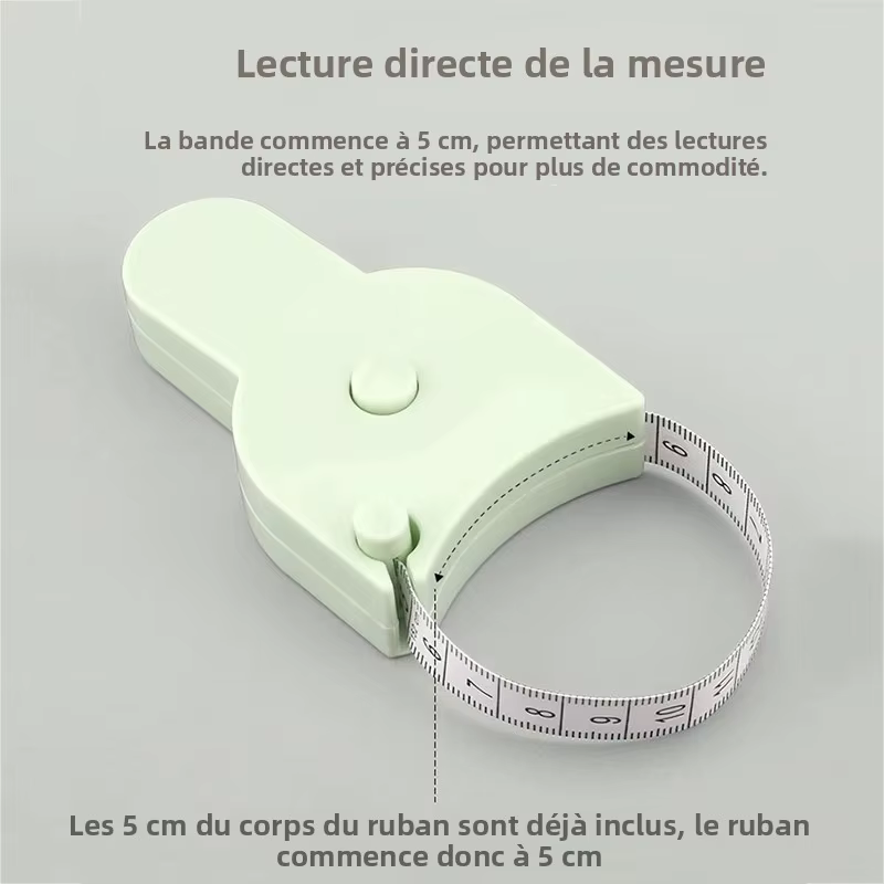 Ruban à mesurer portable en pouces, mini règle souple rétractable, ruban de mesure métrique pour le corps