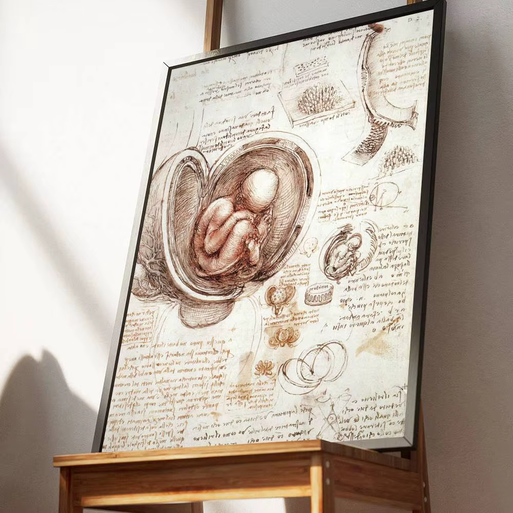 Affiche artistique de l'homme de Vitruve, manuscrit de Léonard de Vinci, avec impressions, décoration pour la maison, la chambre à coucher, le salon, cadeau