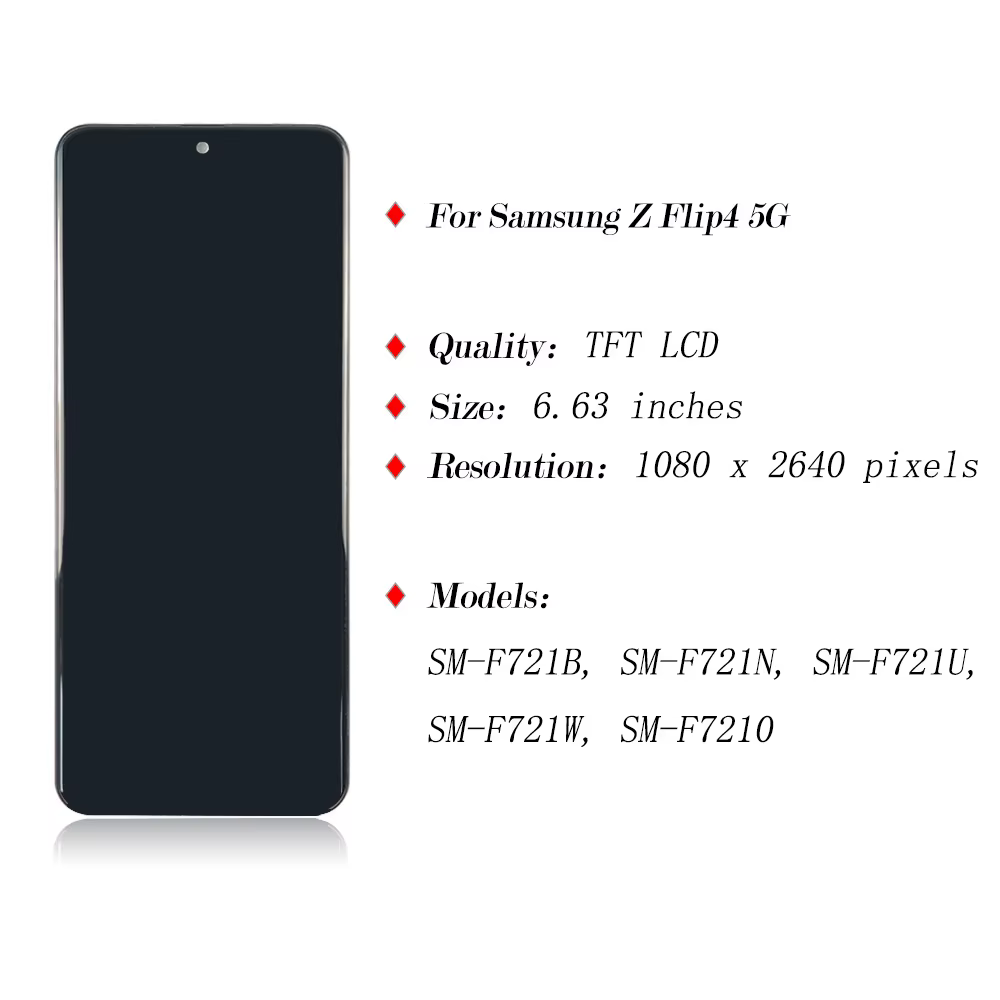 TFT LCD pour Samsung Z Flip 4 F721 affichage avec cadre pour Samsung Z Flip4 SM-F721B F721N F721U LCD écran tactile numériseur pièces