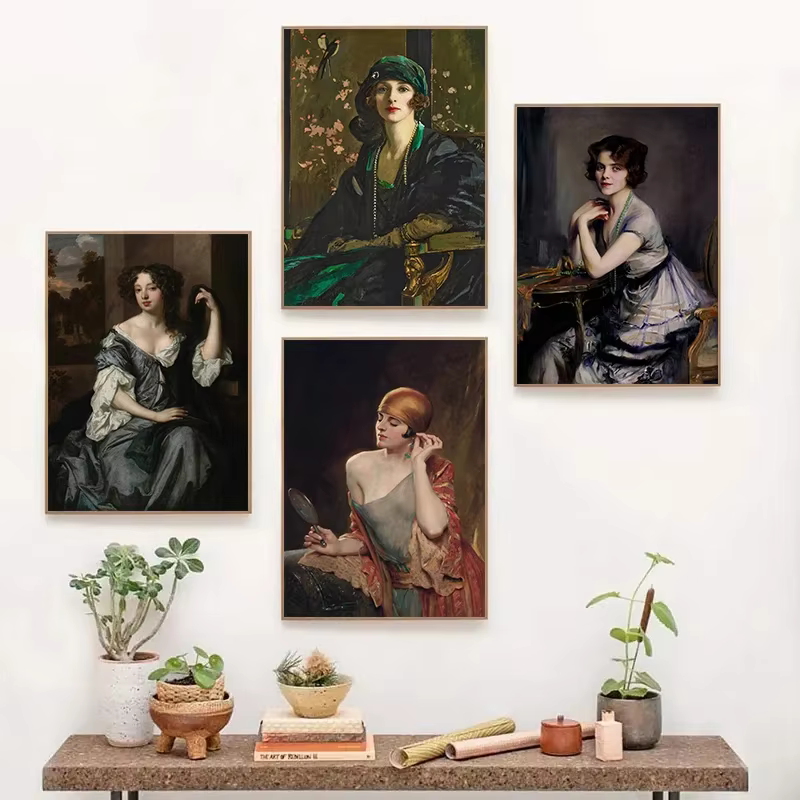 Peinture sur toile, portrait de femmes de la Renaissance, art rétro, impressions classiques victoriennes, art mural, tableau pour le salon, décoration murale pour la maison