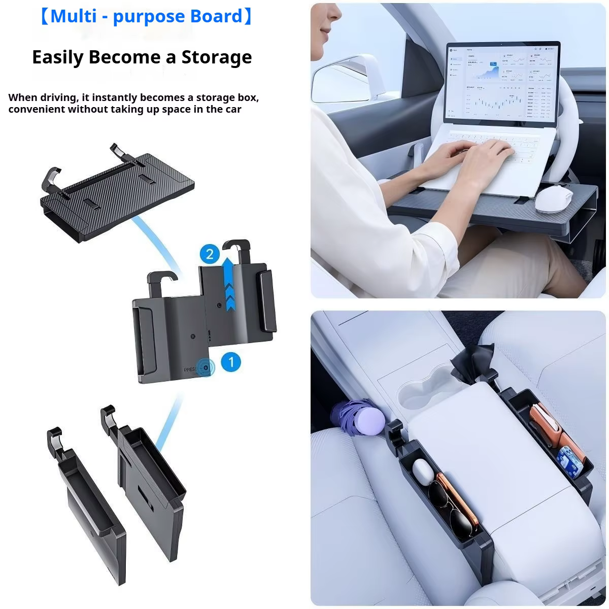 Table de voiture multifonctionnelle pour volant de voiture, support pour ordinateur portable, table à manger pour voiture