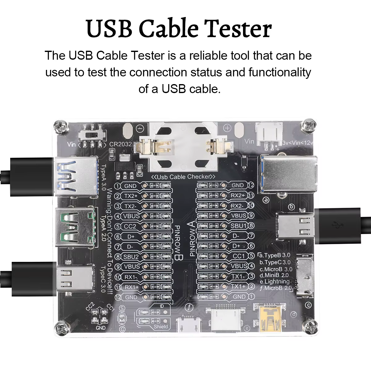 Carte de Test de ligne de données de câble USB, vérificateur de câble, testeur de câble USB, commutation marche-arrêt de court-C pour outil de carte de Test de Type C