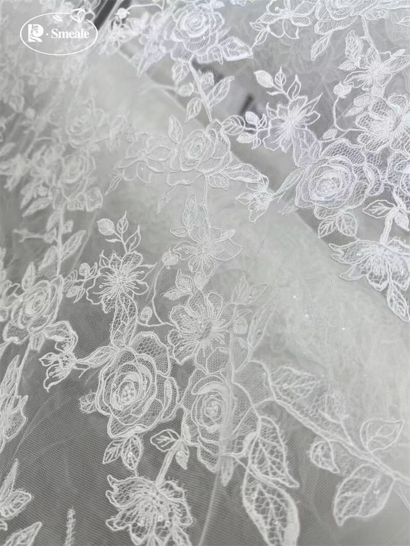 Tissu en dentelle blanche SMEALE, robe de soirée de luxe, dentelle française, tissu de mariage, tissus pour la couture
